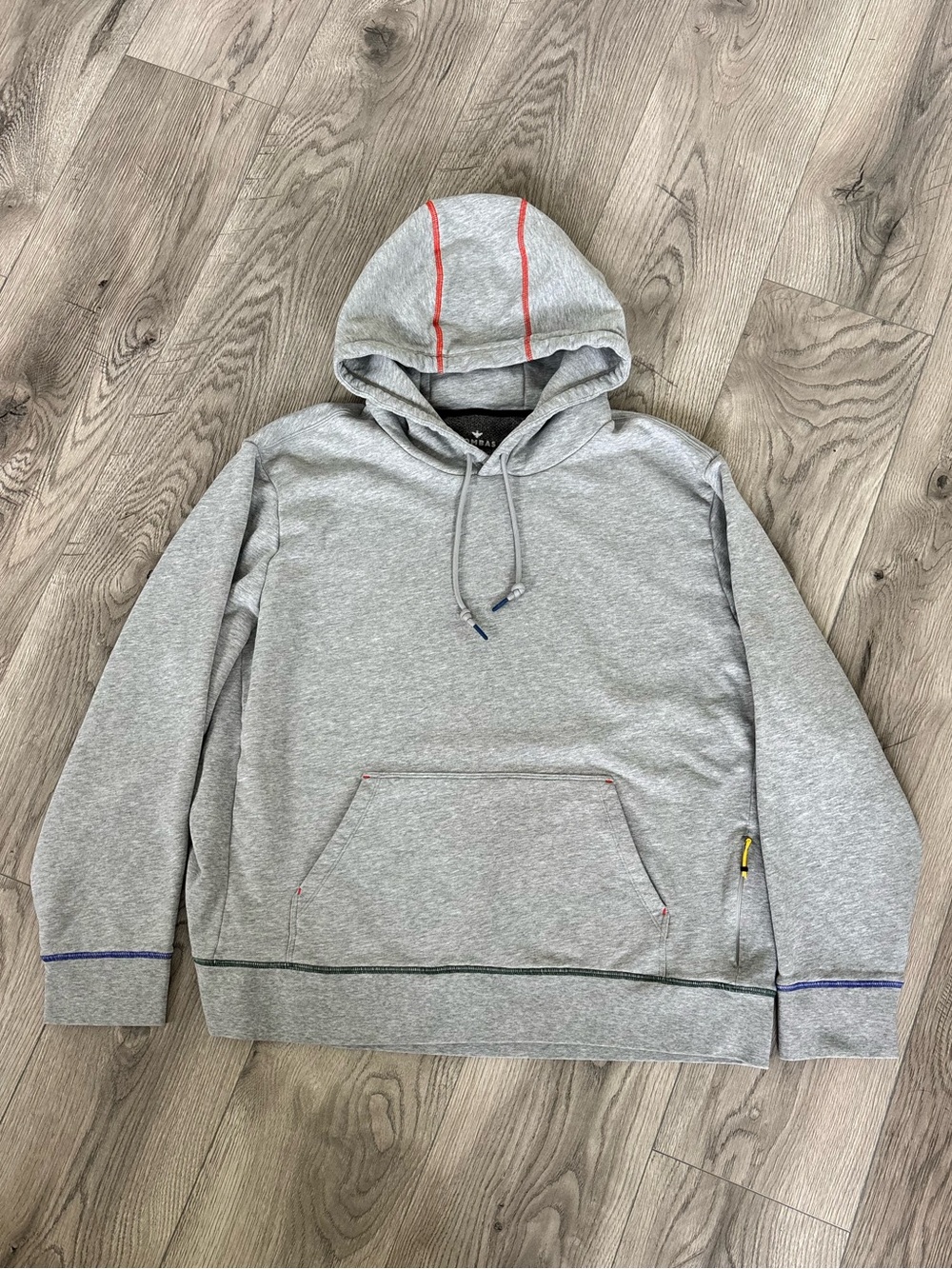 Bombas Oversized Gray Hoodie with Classic Color Stitching  - Unisex (Men’s XL)